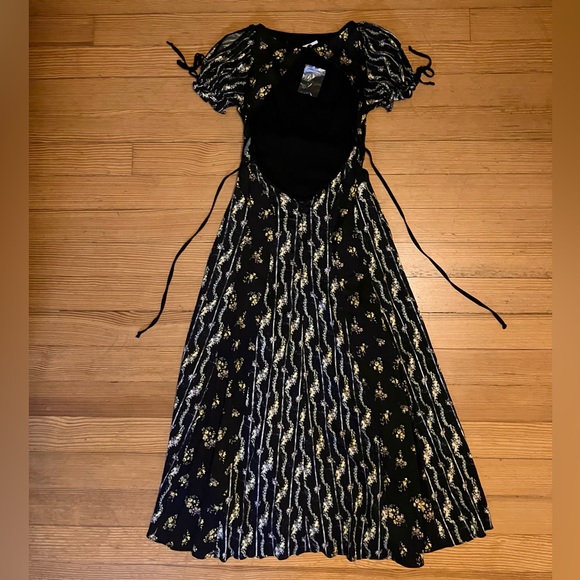 NWOT Free People Magdalena Midi dress in Black/Yellow Floral Sz 0. - Picture 5 of 12